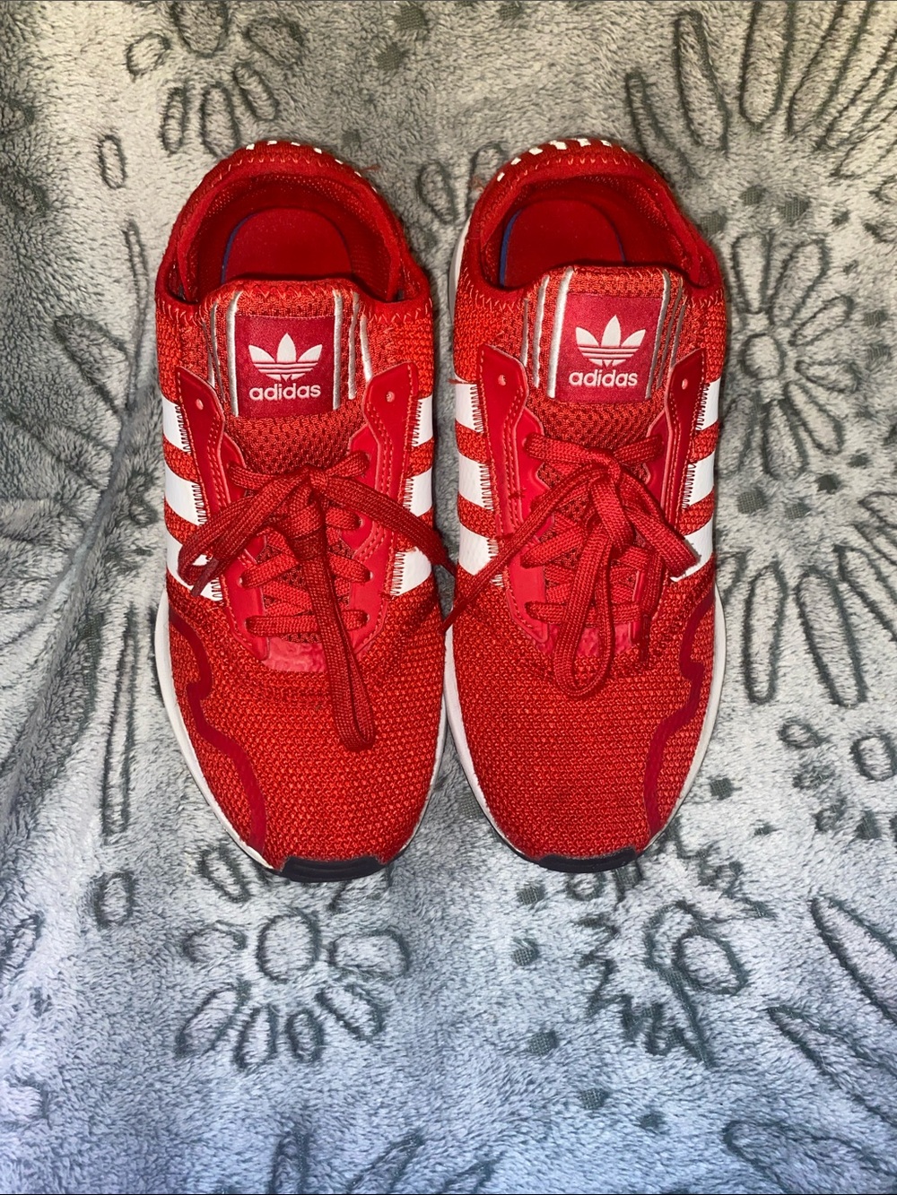 adidas Red and White Men's Athletic Sneakers